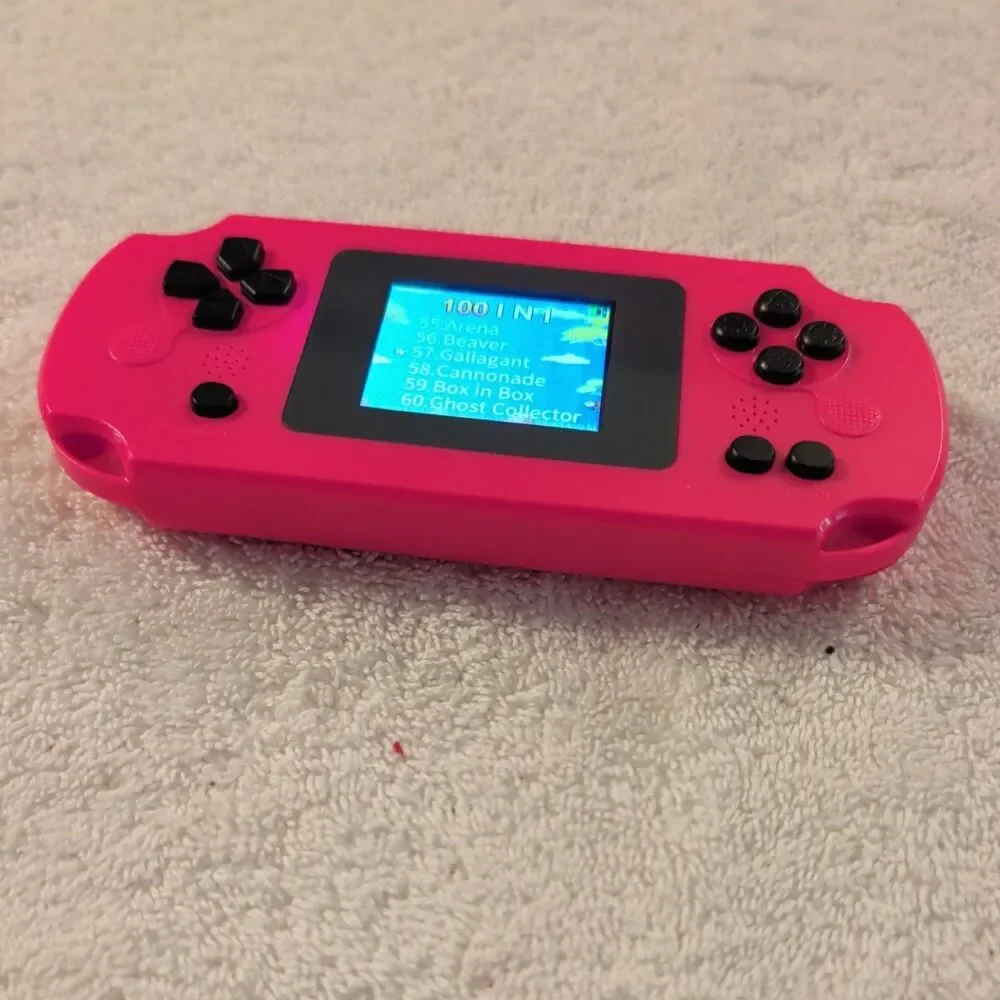 16-Bit Handheld System Pink 2.0in Screen 100 Preloaded Games Battery Powered